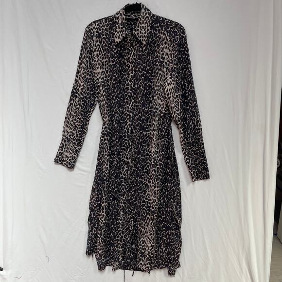 Allsaints Anya Animal Print Shirt Dress Medium Long Sleeve Button Front AND Back - Picture 9 of 12
